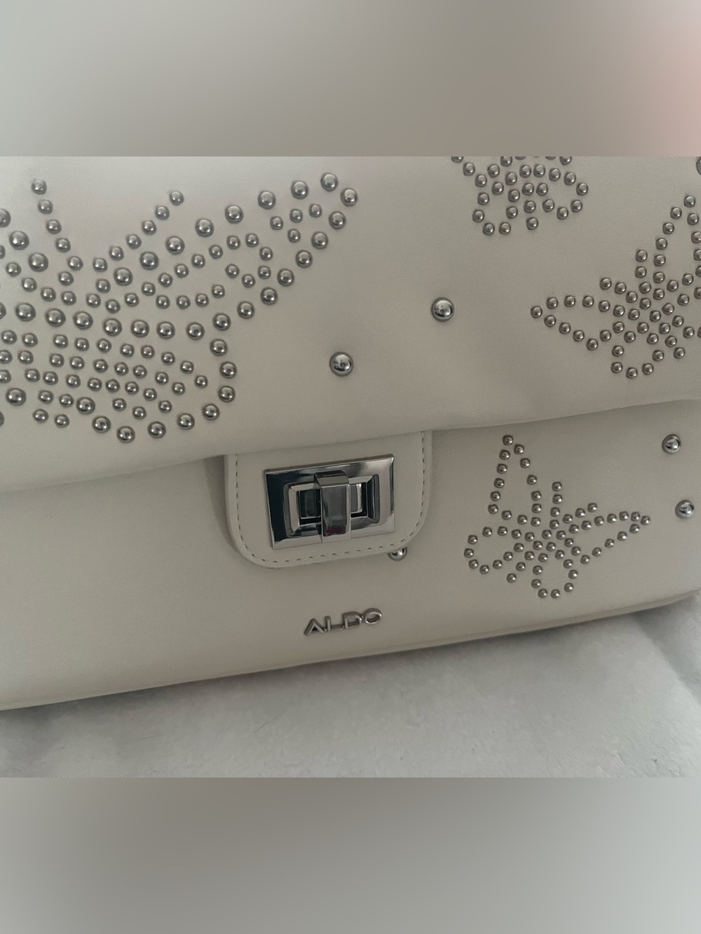 ALDO White Studded Star-Accent Shoulder Bag nwt